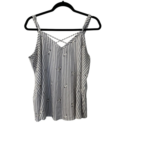 torrid Tops - Torrid Geese Striped Women’s Grey & White Sleeveless Blouse Sz 0, L, 12 GUC